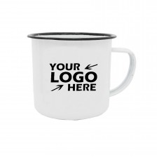 12oz Tin Camp Mug White Body Black Rim High Quality